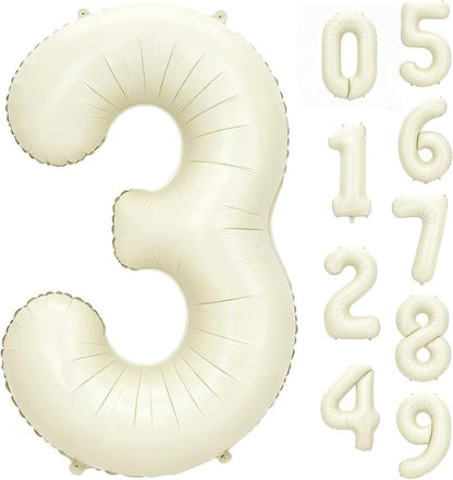 40 Inch Beige Number 3 Foil Balloon by Unknown