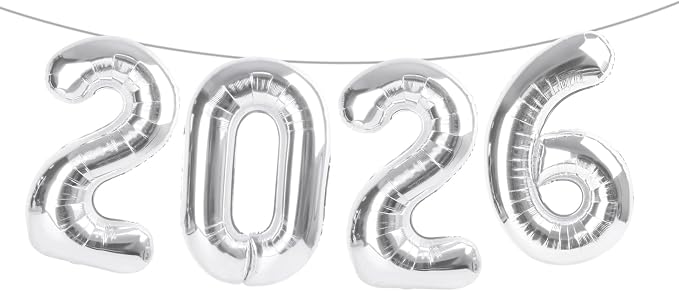 Silver 2026 Balloons, 22 Number Balloon, 40 Inch Foil Big Number Balloons by Argthjy