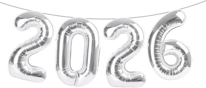 Silver 2026 Balloons, 22 Number Balloon, 40 Inch Foil Big Number Balloons by Argthjy