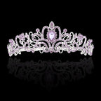 Didder Silver Tiaras and Crowns for Women - Light Purple Crystal Princess Headbands for Bridal, Wedding, Prom, Birthday Parties