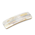 AeraVida Shimmering Iridescent Mosaic White Mother of Pearl Shell Hair Accessory | Flat Wood Clip for Women