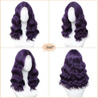 Purple Wig for Women, 18 Inch Middle Part Wavy Curly Wigs Synthetic Heat Resistant Soft deep wave Wig for Women Daily Use (Purple, 18 Inch)