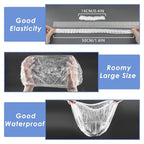 Aquior Shower Cap Disposable, 100 PCS Shower caps Large&Thick Waterproof Clear Plastic Elastic Hair Bath Caps For Women Kids Girls, Hotel and Hair Solon, Travel Spa, Home Use…