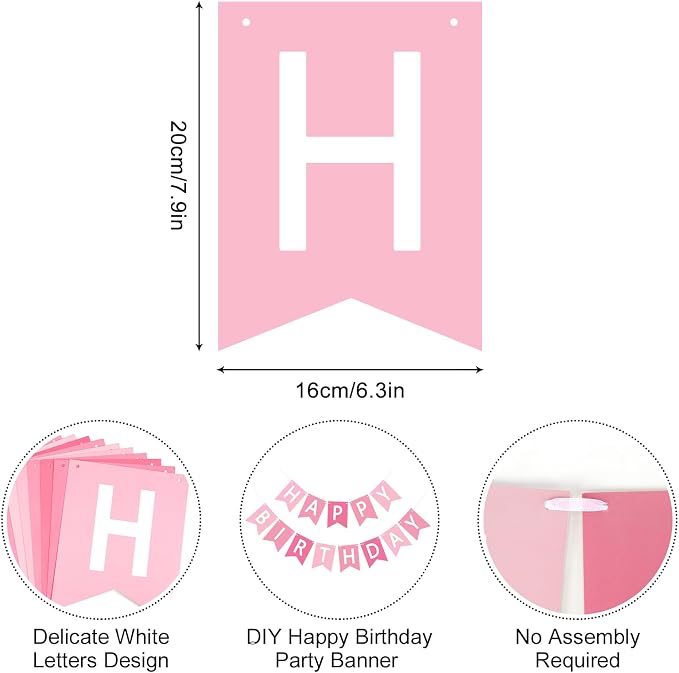 Happy Birthday Banner Sign, Birthday Garland Wall Door Hanging Banners Flag - Image 7