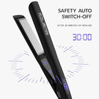 iQUE 1.25” Titanium Plates Hair Straightener & Curler 2-in-1 – Fast Heat-Up Flat Iron with Ionic Technology, Floating Plates, LCD Display, Adjustable Temp to 480°F, Dual Voltage for All Hair Types