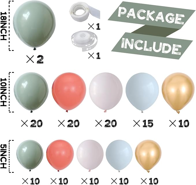 Bridal Shower Bride Balloons Arch Garland Kit | 139pcs Sage Green Retro Dusty - Image 2