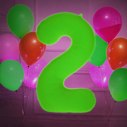 Mega-L Glow in The Dark Party Supplies, 40 Inch Yellow Number 2 Balloon | Glow - Image 8