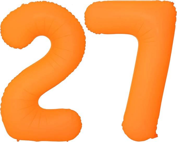 Orange Birthday Number 27 Balloon 40IN Fluorescent Orange 72 Balloon | by YOIOZAIZAI