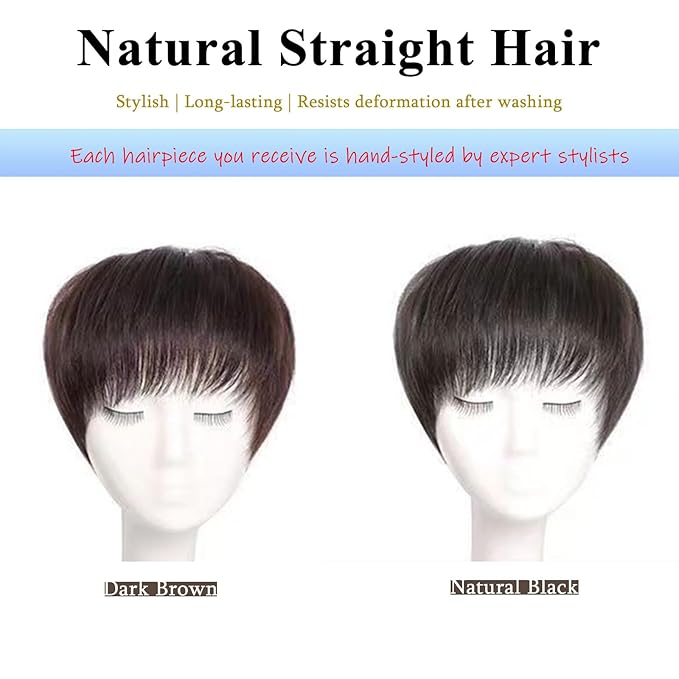 Short Human Hair Topper for Women with Hairloss,Invisible Clip in Straight Topper Hairpiece with Large Mesh 6.3x7 Ins and Silk Top Base Natural Fluffy Wiglet Hairpiece Natural Black