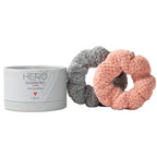 VOLO Luna Gray Spa Headband & Scrunchie Set for Women | Towel Hair Accessories for Makeup, Washing Face, Self Care & Skin Care | Ultra Soft, Absorbent & Stretchy | Perfect Pair Bundle | Microfiber