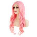 Baruisi Long Curly Wavy Pink Wigs for Women Side Part Natural Looking Cosplay Synthetic Heat Resistant Replacement Wig
