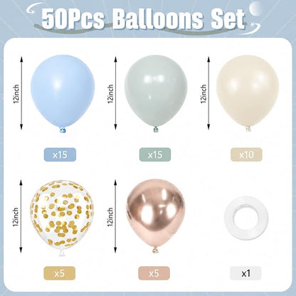 Dusty Blue and Gold Balloons - Image 2