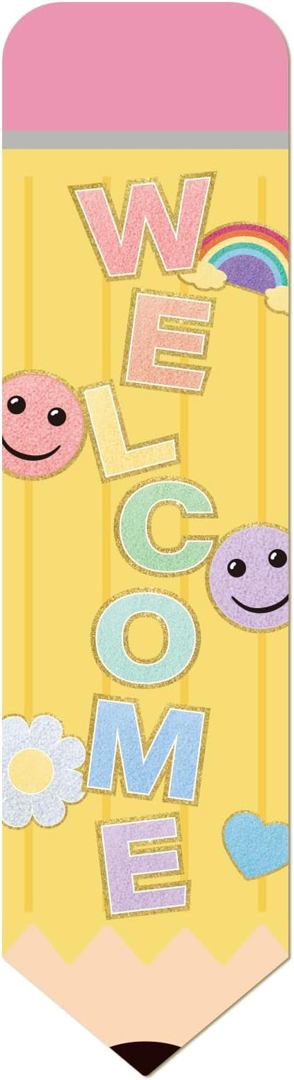 Gueevin Welcome Banner for Classroom Door Pencil Vertical Back to School Sign by Gueevin