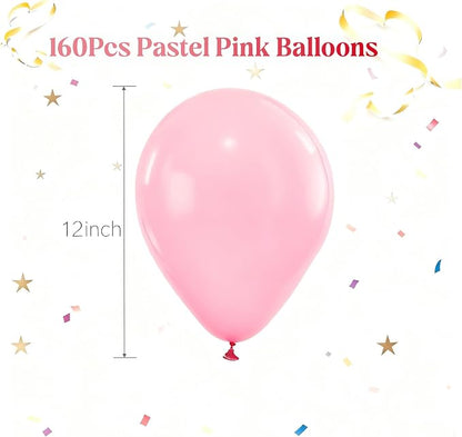 160Pcs Pastel Pink 12 Inch Pink Latex Party Balloons - Image 2