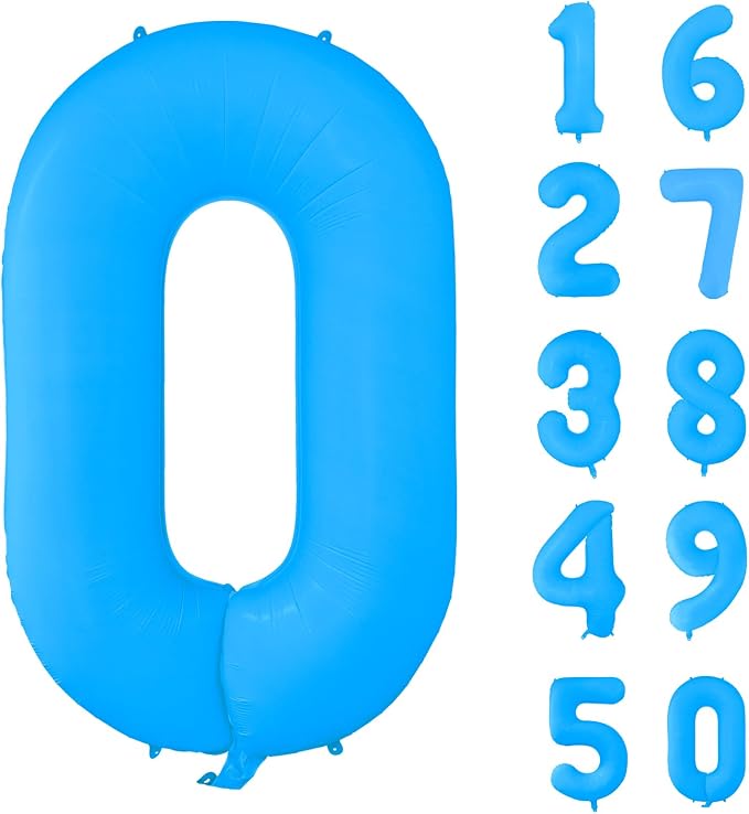 Fluorescent Blue Number Balloon 40 inch Giant Foil Helium Balloons Blue Number by Yeodong
