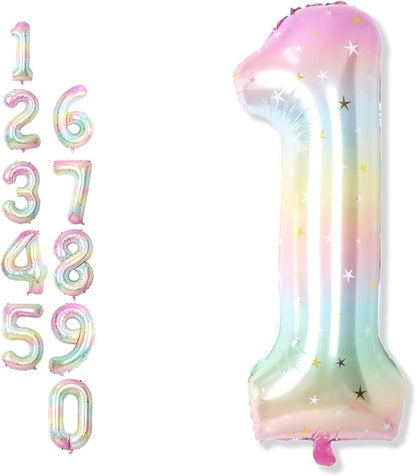 Giant Rainbow Colored Number 1 Balloons, One Balloons by Froova