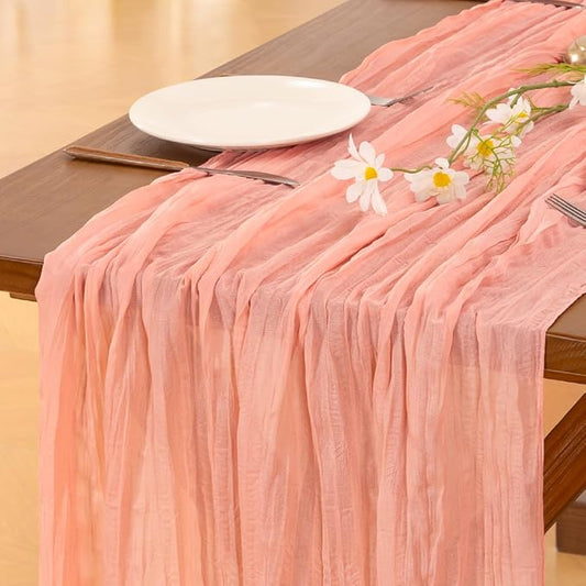 Cheesecloth Table Runner Summer Boho Wedding Birthday Party Home Decor | Coral by Socomi