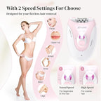 Smooth Glide Epilator for Women, 2 Speeds Facial Hair Removal Device with LED Light, 36 Tweezers & Massage Pad. Rechargeable Facial Hair Removal Epilator for Bikini, Arms, Legs, and Face