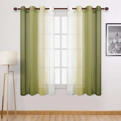 DWCN Faux Linen Ombre Sheer Curtains by DWCN