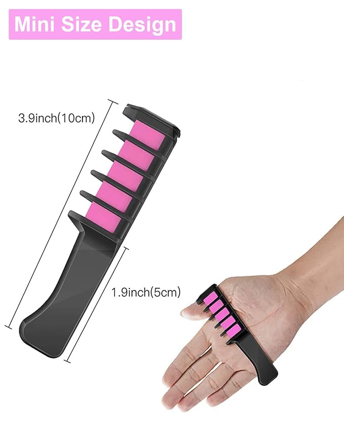 New Hair Chalk Comb Temporary DIY Hair Color for girls kids age 4 5 6 7 8 9 10 Washable Hair Chalk for Christmas Birthday Cosplay (Blue, Yellow, Purple, Red, Green, Pink)
