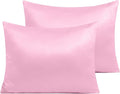 NTBAY Zippered Satin Pillow Cases for Hair and Skin, Luxury Standard Hidden Zipper Pillowcases Set of 2, 20x26 Inches, Light Pink