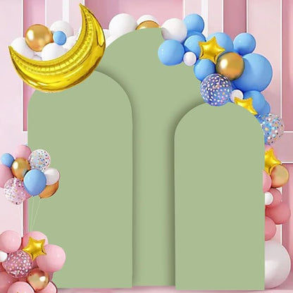 FANPROMS Sage Green Wedding Arch Cover Set of 3 Spandex Fitted Arch Backdrop - Image 6
