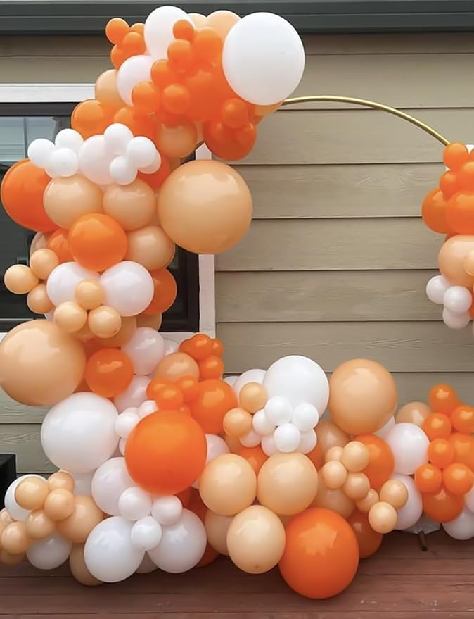 Orange and White Balloons, 12 Inch Fall Balloons - Image 7