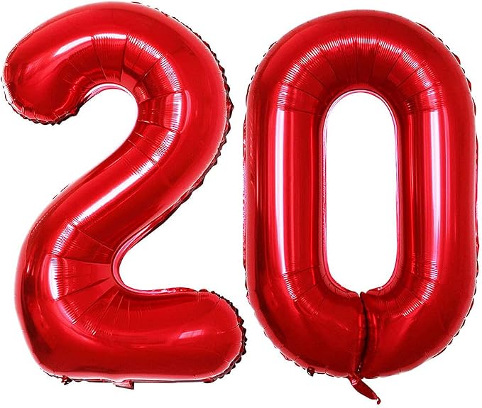 Number 20 Balloons for 20th Birthday Party Decorations, 42 Inch Jumbo Foil by GOER
