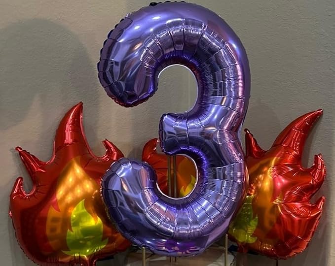 4 Balloon Numbers Birthday Decorations, 40In Purple Balloons - Image 4