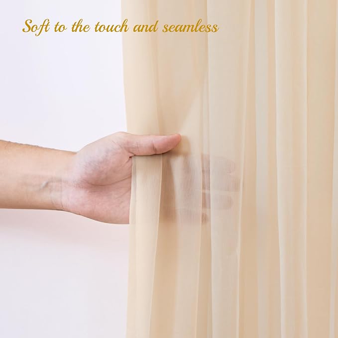 30x10ft Champagne Tulle Backdrop Curtain - Image 6