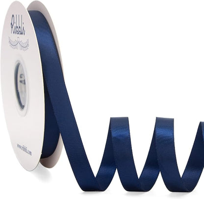 Ribbli Navy Satin Ribbon Double Faced Satin 1/2 inch x Continuous 50 Yards-Navy by Ribbli