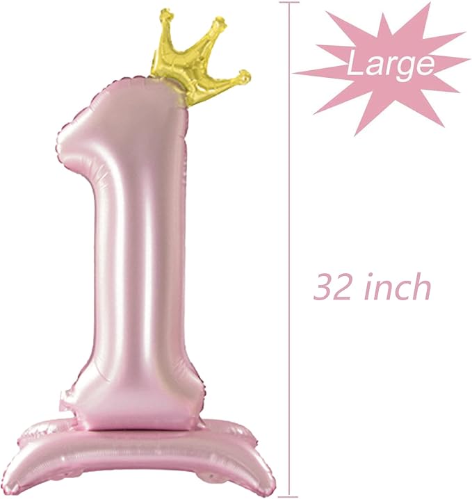 Crown Pink Number 1 Balloon - Image 2