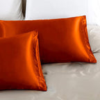 Aormenzy Satin Pillow Cases for Women Queen Size Set of 2, Burnt Orange Satin Pillowcase for Hair with Envelope Closure Silky Pillow Covers Wrinkle, Fade Resistant (20x30 Inches)