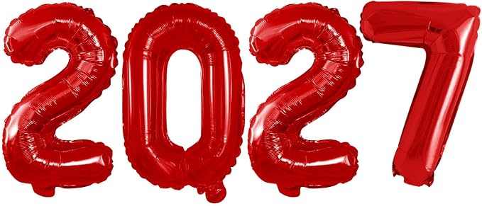 Red 2027 Foil Number Balloons for 2027 New Year Eve Festival Party Supplies by GOER