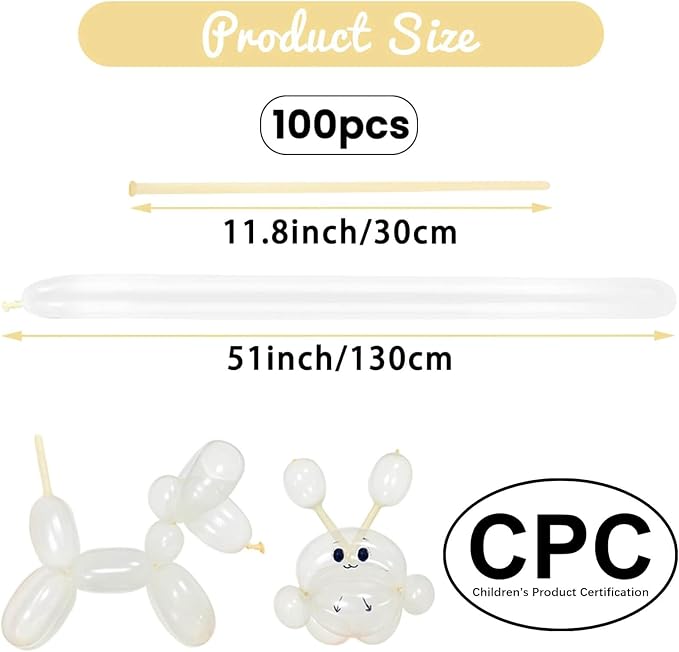 100Pcs Clear 260 Balloons, Long Balloon - Image 2