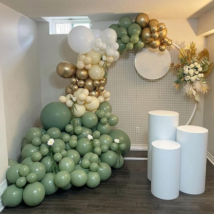 Sage Green Gold Balloon Arch Kit, Sand White, Metallic Gold | Latex Balloons - Image 6