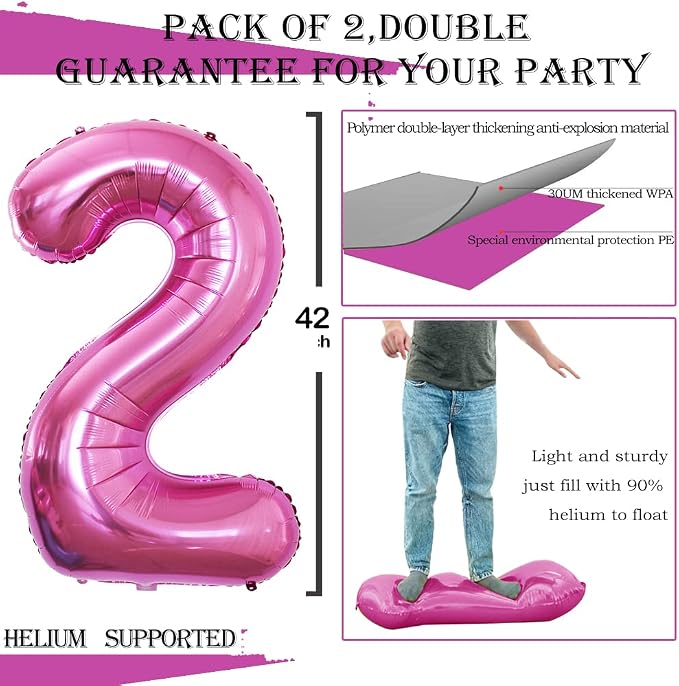 42 Inch Hot Pink 2026 Number Foil Balloons, 2026 Graduation Decorations New - Image 5