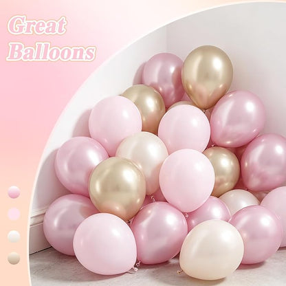 60pcs Pink and Gold Balloons 12inch - Image 4