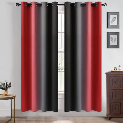 Yakamok Blackout Ombre Black and Red Curtains by Yakamok