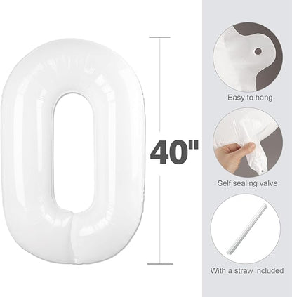 8 Balloon 40 inch White Number Balloons - Image 5
