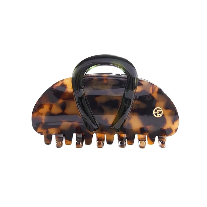 EVITA PERONI Middle Hair Clip, "Vintage Candy" Hair Clips for Women Strong Grip Acetate Shark Claw Clip with Gift Box, Tortoise