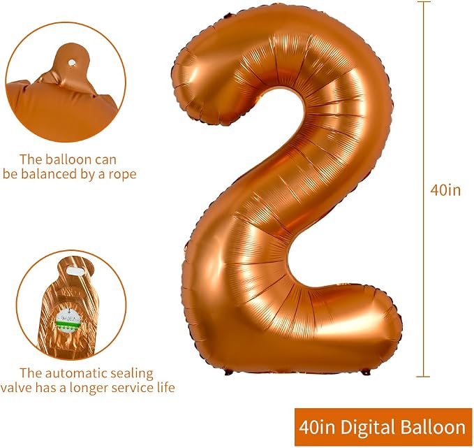 TONIFUL 40 Inch Orange Large Numbers Balloon 0-9 Birthday Party Decorations - Image 2