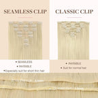 GOO GOO Clip in Hair Extensions Real Human Hair, Remy Human Hair Extensions Clip ins for Women, Natural Human Hair, 18inch 110g 7Pcs, 60A Platinum Blonde
