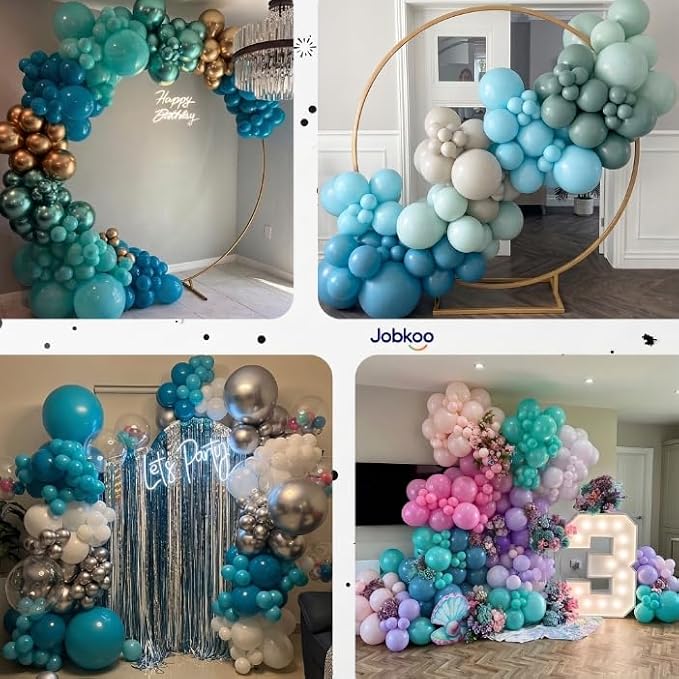 Jobkoo Peacock Blue Balloons 12 Inch, Turquoise Teal Blue Latex Balloon | Matte - Image 6