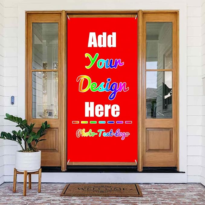 Personalized Door Cover, Photo Text Logo, by ZOLRITH