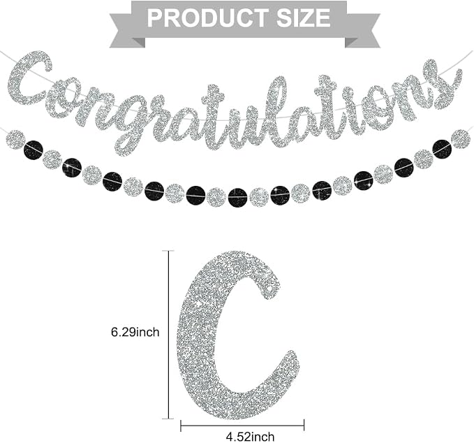 BEISHIDA Congratulations Banner Silver 2026 Graduation Banners, Grad Congrats - Image 2