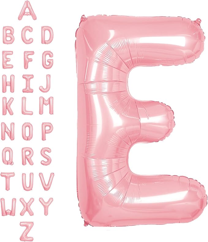 SUWEN 40 Inch Pink Large E Letter Balloons Big Foil Helium A-Z | Jumbo Mylar by SUWEN