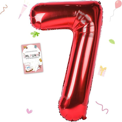 40 inch Number Balloon 0-9 Red Large Number 7 Balloons, Digital Balloons by Smlpuame