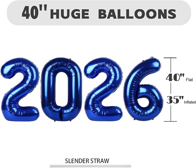 Number Balloons 2026 Balloon 40 inch Navy Blue - Image 6