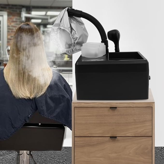 Nano Hair Steamer 1750W, Standing Hair Color Processor, Professional Nano Mist Hair Steamer, Beauty Salon Hair Machine for Deep Hair Care Repair (1750W Black)
